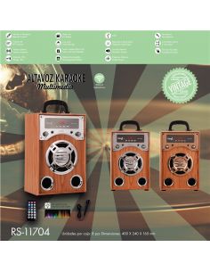 Altavoz sami karaoke madera vintage 1 alta/bt/microsd/usb rs-11704-