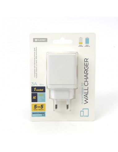 PLATINET CARGADOR PARED 1XUSB QUICK...