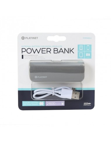 platinet power bank cuero 2600mah gris-