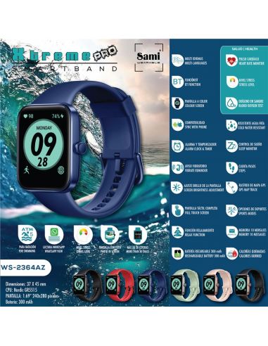 SMARTBAND SAMI ACTIVIDAD 5 ATM "XTREME PRO" 1,69"HDAZUL WS-2364AZ