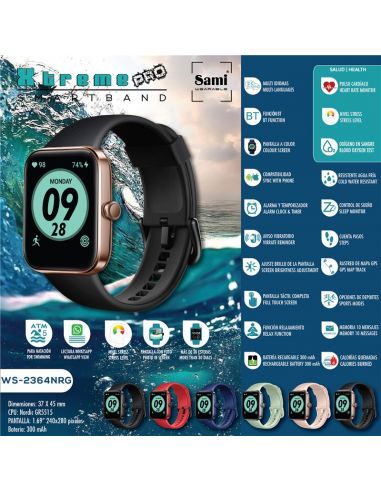 SMARTBAND SAMI ACTIVIDAD 5 ATM "XTREME PRO" 1,69"HDNEGRO/GOLD WS-2364NRG