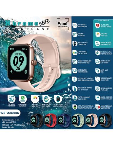 SMARTBAND SAMI ACTIVIDAD 5 ATM "XTREME PRO" 1,69"HDROSA WS-2364RS