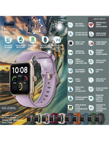 SMARTBAND SAMI ACTIVIDAD 5 ATM "AQUA FIT" LILAWS-2365L