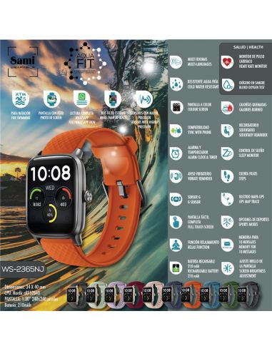 SMARTBAND SAMI ACTIVIDAD 5 ATM "AQUA FIT" NARANJAWS-2365NJ