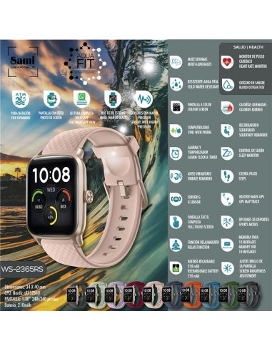 SMARTBAND SAMI ACTIVIDAD 5 ATM "AQUA FIT" ROSAWS-2365RS