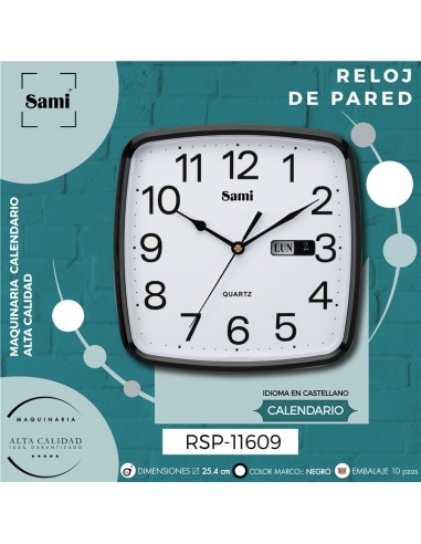 Cocina Reloj Pared Redondo Calendario Sami 34 Cm RSP-11595