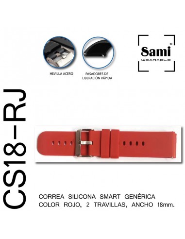 CORREA SILICONA SMART 18MM ROJO CS18-RJ