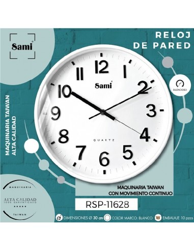 RELOJ SAMI PARED HQ TAIWAN RSP-11628...