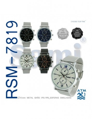 Reloj sami hombre correa acero malla...
