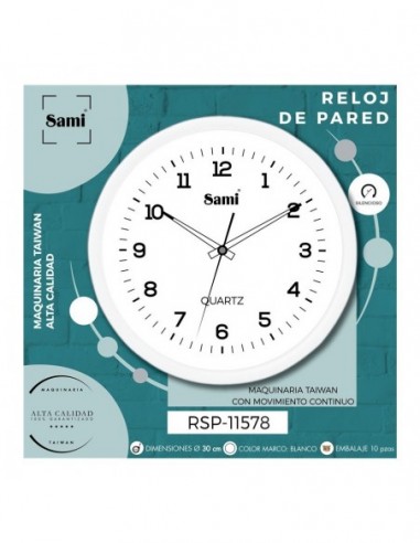 RELOJ SAMI PARED HQ TAIWAN RSP-11578...