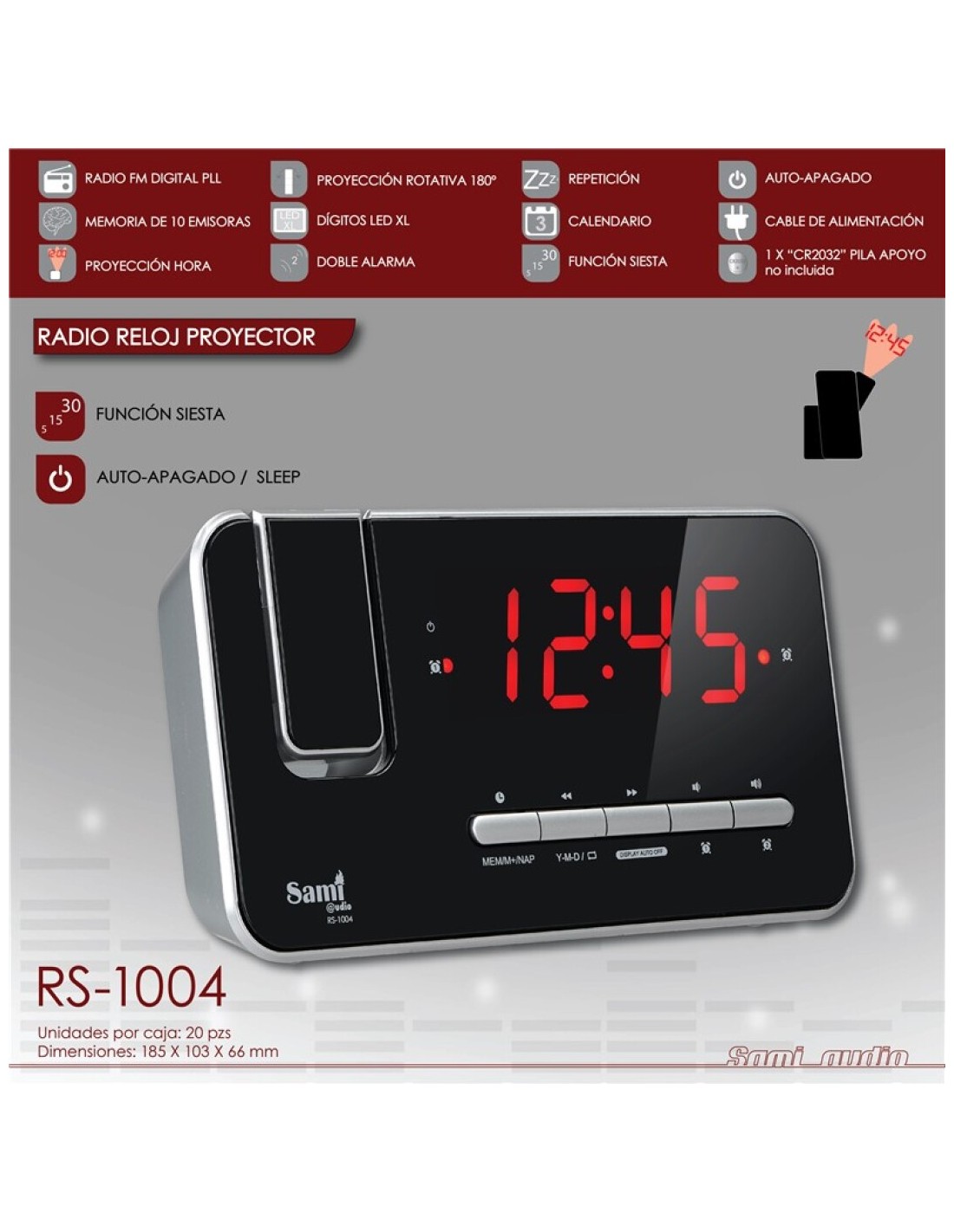 Sami Despertador Digital con Proyector, Temp. y Calendario LD-9816