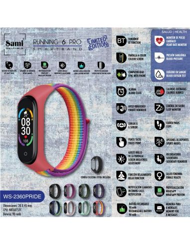 SMARTBAND SAMI WEARABLE RUNNING 6 PRO WS-2360PRIDE NYLON