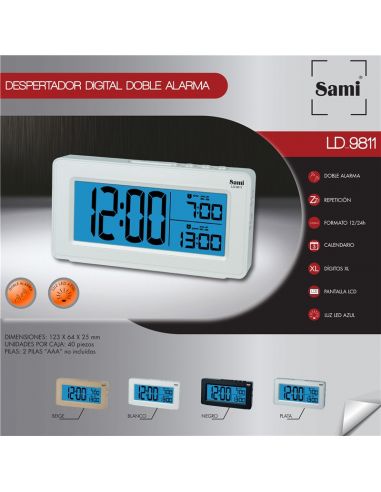 RELOJ SAMI LCD SOBREMESA/PARED CALENDARIO CASTEL LD-12502