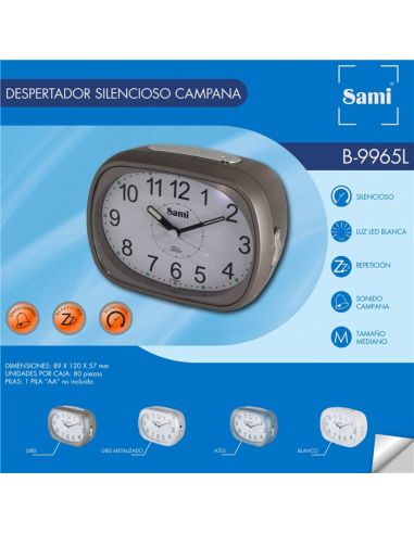 Despertador sami ovalado luz led campana b-9965L-