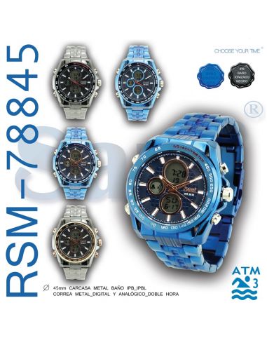RELOJ SAMI HOMBRE METAL IPBLUE/IPBLK RSM-78845-
