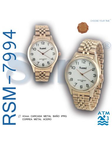 RELOJ SAMI HOMBRE METAL ROSE WR30M RSM-7994-