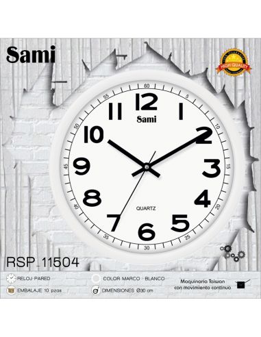 Reloj sami pared red blanco 30cm rsp-11504-